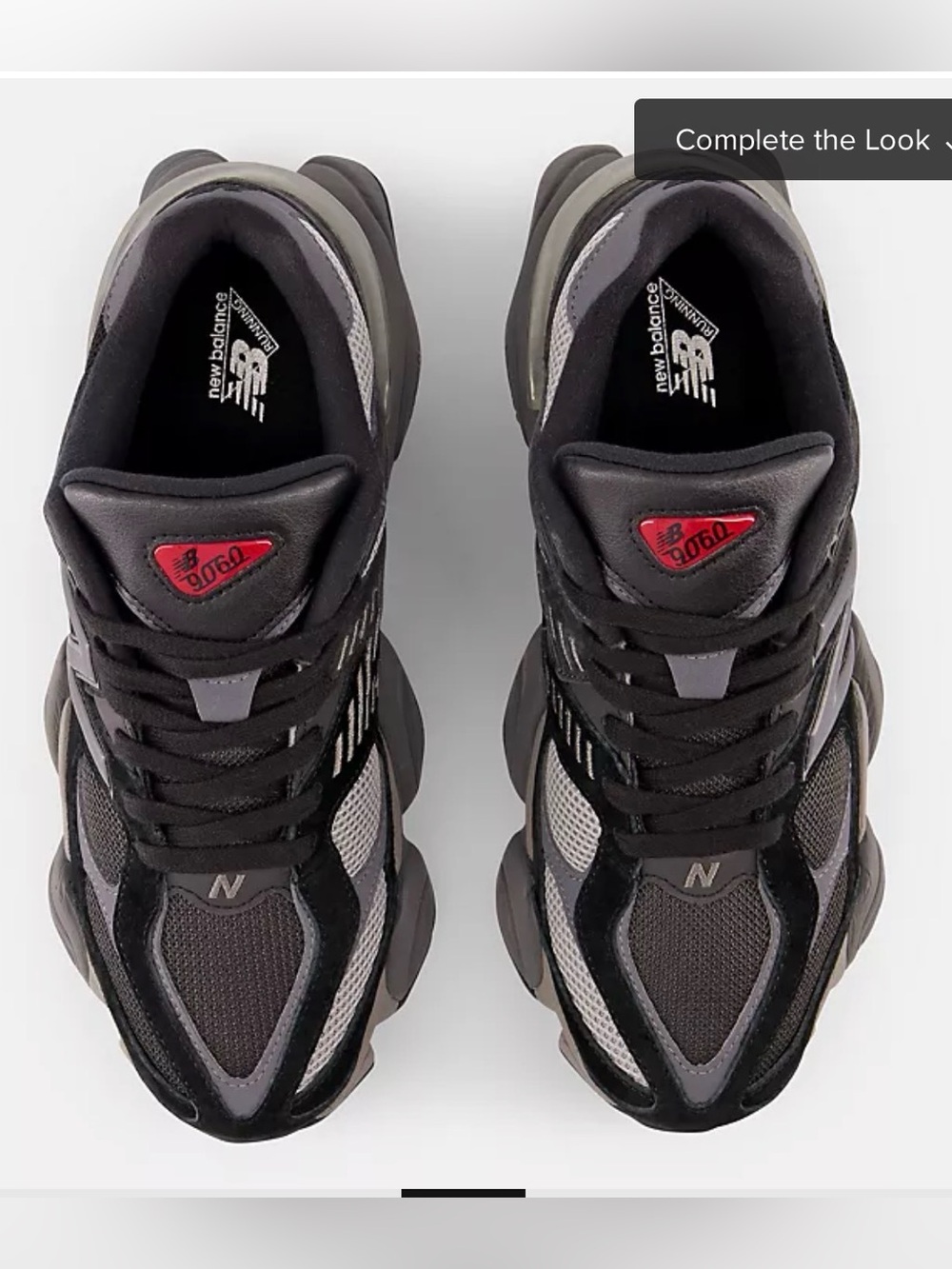 New Balance 9060 in Black with Castlerock & Rain Cloud, like new W 9.5, M 8